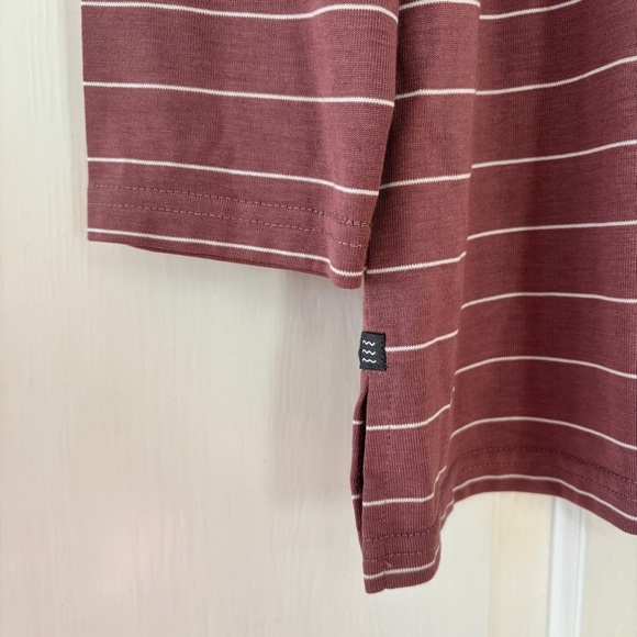 Free Fly Apparel Rose White Stripe 3/4 Sleeve UPF Size Large Sangria‎ Outdoor - Picture 4 of 9